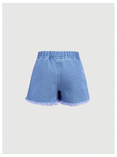 Floerns Toddler Girl's Floral Print Denim Skorts Elastic Waist Raw Hem Skirt Shorts2