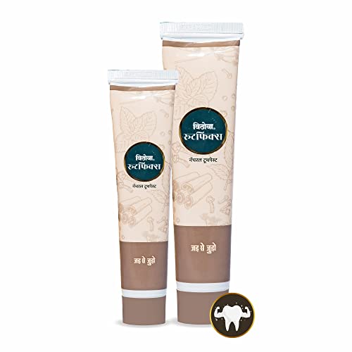 Vithoba Herbal Rootfix Toothpaste | Tooth Whitner For Oral Health With Natural Herbs | Herbal Toothpaste For White Strong Teeth & Refreshing Breath | 80g+40g |