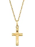 Klassisches Design KLiNGEL Kreuz-Anhänger mit Kette Gelb