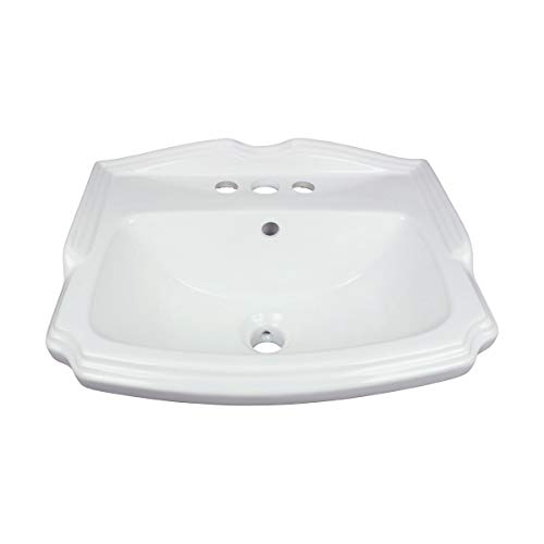Renovators Supply Manufacturing Cloakroom Wall Mounted Sink 19 In. White Ceramic Wall Hung Bathroom Vessel Sink With Overflow, 4 In. Centerset Faucet Holes And Brackets #TOP2