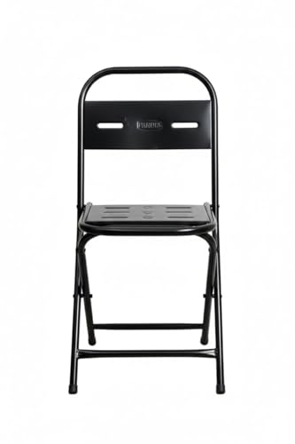 Image of Metal Folding Chair Black | Heavy Duty Metal Frame Foldable Chair with Backrest | Portable Space Saving Seating for Home, Office, Shop & Events PF-04 (Black)
