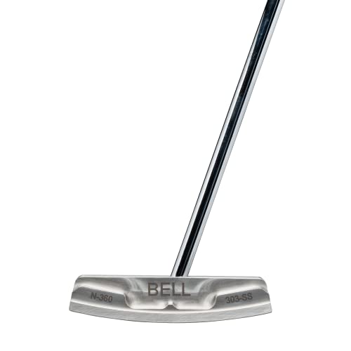 Bell N-360 No-Offset Cnc Milled Center Shaft Standard Blade Golf Putter + Winn Dri-Tac Dark Gray Midsize Grip (Right, 35) #TOP5