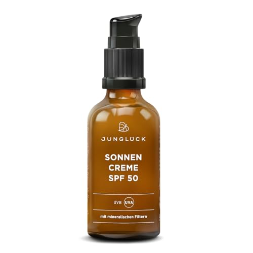 JUNGLÜCK Sonnencreme Gesicht SPF 50 - Vegan | Korallenfreundlicher Sonnenschutz für das Gesicht mit mineralischen UVFIltern | Breitspektrum mit LSF 50 schützt vor UV-B- & UV-A-Strahlung