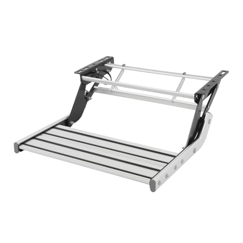 Wohnmobil Außentreppe Trittstufe Aluminium Mit LED Beleuchtung Manuelle Klappbare Rutschfeste Wetterfeste Einzelstufe Einfache Montage Zubehör Für Wohnwagen Camper RV Autozubehör Für Eingang Treppe