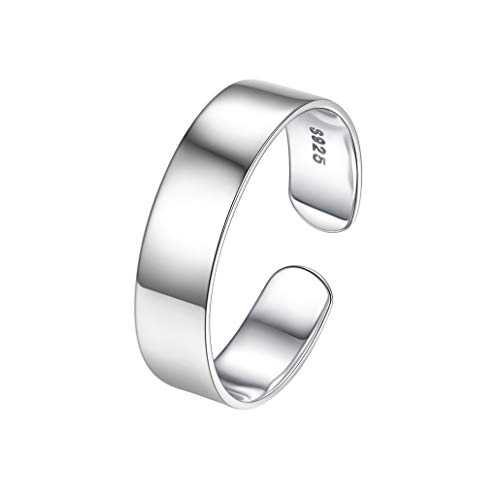 Silvora Sterling Silver Stackable Knuckle Ring, 5MM Toe Finger Open Band Ring for Women Men Girls Minimalist Jewelry Personalized Custom Rings (Send Gift Box)