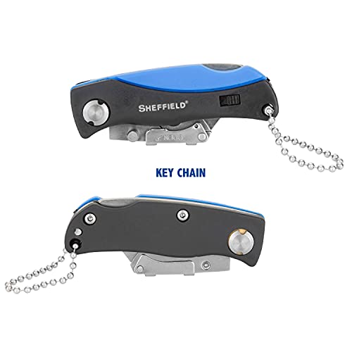 Image of Sheffield Mini Box Cutter, Mini Utility Knife Aluminum Handle, Accepts Mini Utility Blades, Keychain Knife for Home, Office, Trades, and Warehouse