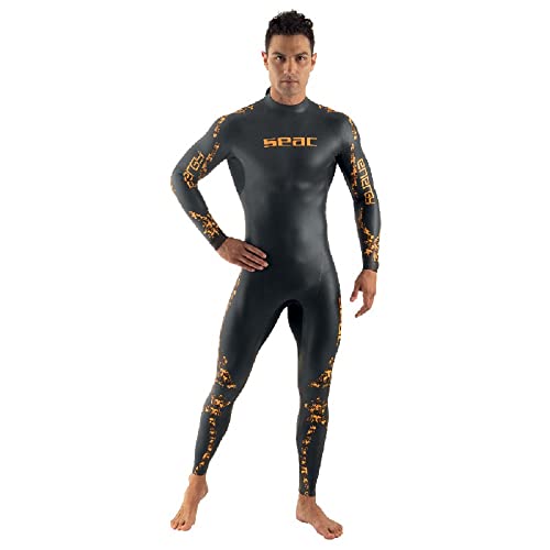 SEAC Energy Traje Ultra elástico en Neopreno Suave SmoothSkin de 2mm para natación y Freediving, Hombres, Negro, L