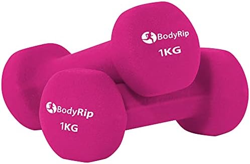 BodyRip Neoprene Colour Hexagonal Dumbbells | Anti-Rolling, Home Gym Equipment, Fitness Exercise, Workout, Cardio, Free Weight, Lifting Set | Choose Weights for Men and Women