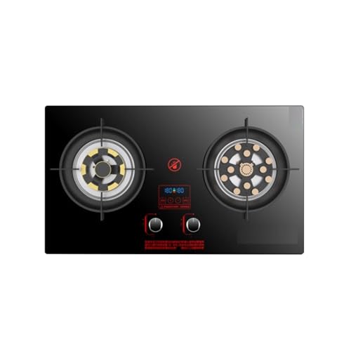 Estufa De Gas, Placa De Gas De Doble Quemador, Fuego Feroz De 13 Cavidades NG/GLP, Cocina De Gas De Escritorio Y Temporizada De Doble Uso Integrada Con Protección Contra Llamas, For Acampar Al Aire(NG