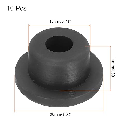 Image of UXCELL High Temp Silicone T-Shaped Rubber Stopper - Dia 18mm /0.7 inch, Black, Pack of 10 (OD 26mm) - Waterproof & Sealing Plugs for Powder Coating & Plating
