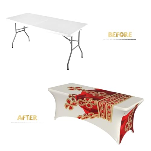 Nappe rectangulaire extensible élasthanne rouge housse de table stretch mariage - 5