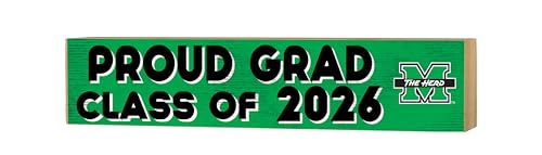 KH Sports Fan Marshall Thundering Herd Class of 2026 Wood Block Sign, Engineered Wood, 3x13 Inches, Green, Rectangular, Graduation Sports Theme