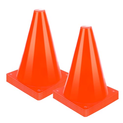 7 Inch Plastic Training Traffic Cones, 12 Pack, Sport Cones, Agility Field Marker Cones for Soccer Basketball Football Drills Sport Training, Outdoor Activity or Practice - Orange
