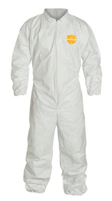 DuPont XL White 12 mil ProShield Basic Chemical Protection Coveralls With Serged Seams, Front Zipper Closure, And Elastic Waist