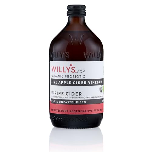 WILLYS Fire Cider 500ml Organic Apple Cider Vinegar Tonic with Live Mother Ginger Turmeric Garlic Honey Fiery Daily Shot for Immunity Digestion & Natural Wellness. Vegan. UK Made