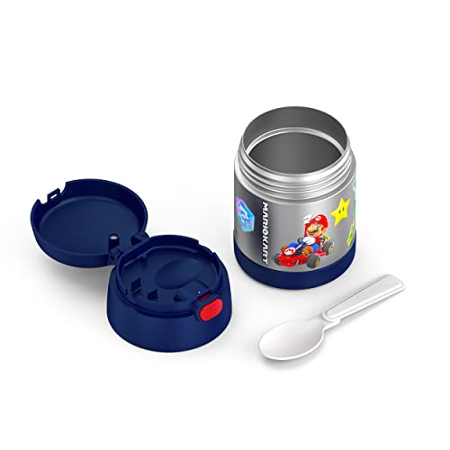 Image of THERMOS FUNTAINER Kids Food Jar with Spoon, 10oz, Mario Kart | Kid-Friendly Stainless Steel Insulated Food Container, Keeps Food Hot or Cold Longer for School & Play, BPA Free