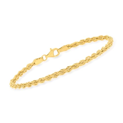 Ross-Simons 3mm 18kt Gold Over Sterling Rope-Chain Bracelet