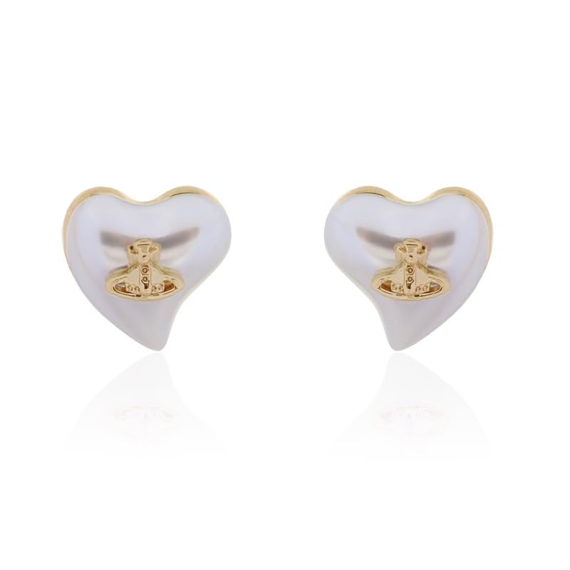 Love Heart Earrings of Saturn for Women - Love Heart Resin Saturn Earrings Ear Studs (Gold)