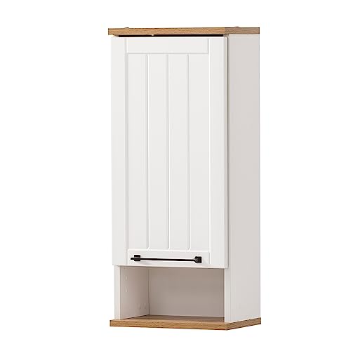 Lomadox Badezimmer Hängeschrank Wandschrank in matt weiß mit Eiche Nb. Landhaus-Stil, B/H/T ca. 30,3/70,8/20,5 cm Lomadox Badezimmer Hängeschrank Wandschrank in matt weiß mit Eiche Nb. Landhaus-Stil, B/H/T ca. 30,3/70,8/20,5 cm