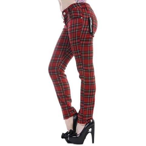 Red Tartan Skinny Trousers for Women Cover