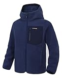 Pioneer Camp Fleecejacke Herren Teddy Jacke Warm Atmungsaktiv Sherpa Winterjacke Reißverschluss Feuchtigkeitstransportierend Outdoor Jacken mit 5 Taschen & Kapuze für Outdoor Wandern Trekking(Navy;L