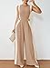 Pink Queen Sleeveless Jumpsuits for Women Trendy Colorblock Stripe Office Night Out Club Rompers with Pockets Camel S