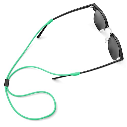 Pilotfish Premium Silicone Sunglasses Strap Adjustable Glasses Retainer with Unique Passthrough Design Universal Fit (Green)