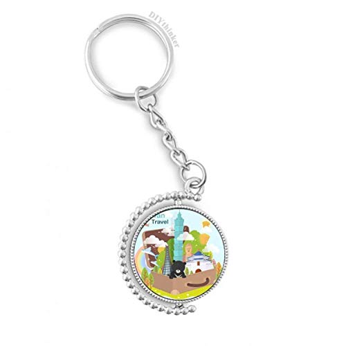 Llavero de Taiwán 101 con anillo giratorio y acabados metálicos de alta calidad