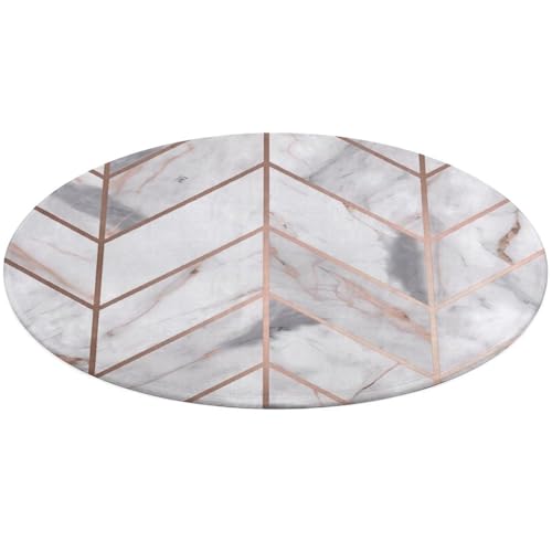 Tapis velours corail antidérapant rond 80 cm marbre rose