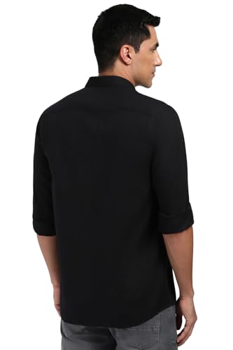 Image of Peter England Men's Solid Linen Blend Shirt Slim Fit| Casual Wear | Full Sleeves