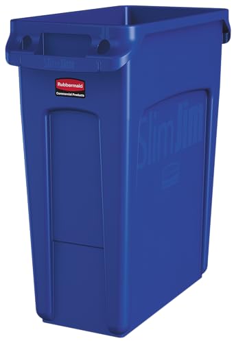 Rubbermaid Commercial Products 1971257 Cubo de Basura con Ranuras de Ventilación, 60 L, Azul