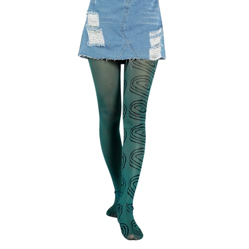 Muineobuka Patterned Tights for Women - Heart Graphic Funky Sheer Long Stockings Pantyhose Y2k Leggings