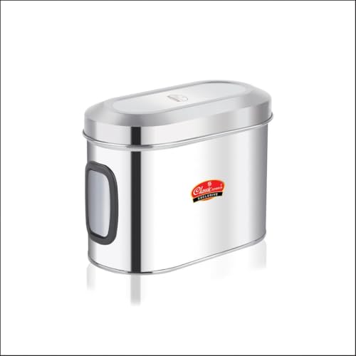 Image of Classic Steels Oval Stainless Steel Kitchen Storage Canisters with Transparent Window (1500 ml) | Airtight Food Containers for Pantry Organization | Mirror Finish, Rust-Proof, Dishwasher Safe