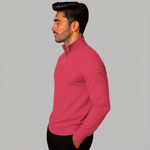 Image of Mack Jonney Men's Fleece Half-Zip High Neck Sweatshirt | Warm & Stylish Winter Wear -M4380