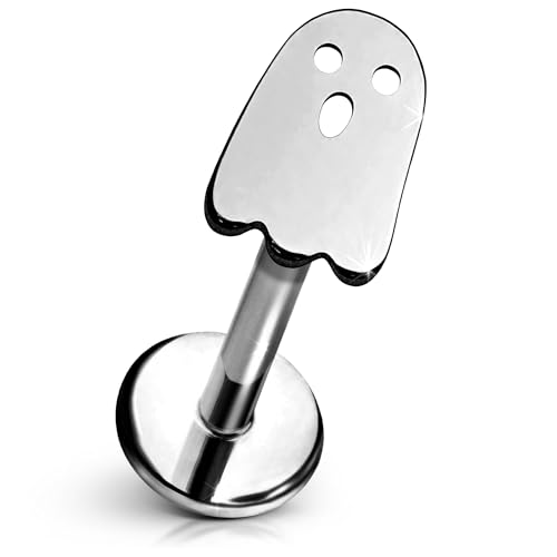 Cords Club Ghost Flat Back Stud ASTM-F136 Implant Grade Titanium - Push Pin Design for Sensitive Ears Available in 18K PVD Gold Plated & Titanium Silver (Single Earring)