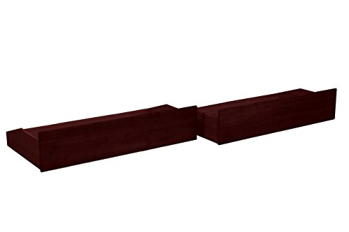 All Wood Storage Drawer Pair Fits Underneath Futon and Bed Frames, Queen/King-size, Mahogany