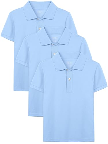 Image of OHD 3 Pack School Uniform for Boys Polo Shirt Cotton Uniform Shirts for Boys Kids School Clothes 3-14 Years