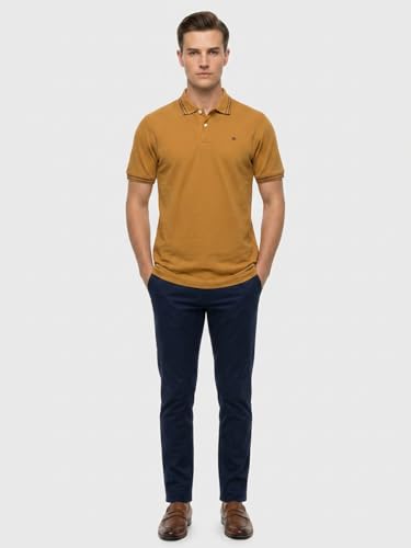 Image of Raymond Men Modern Fit Solid Pattern Pure Cotton Polo Neck Half Sleeve Casual T-Shirt