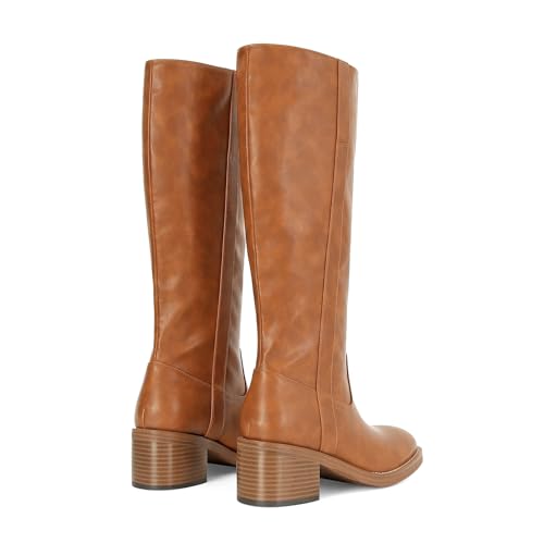 Knee High Boots for Women Comfortable Chunky Heel Square Toe Tall Boots Womens Fashion Low Heel Pull-on Long Boots4