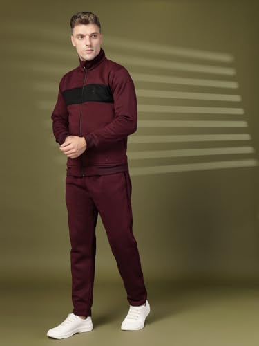 Image of CHKOKKO Track Suit For Man High Neck Winter Tracksuit Men Full Zip Jacket With Elastic Waist Lower And Soft Sports Activewear Set For Gym Running And Casual Use