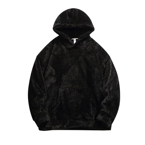 uhnmki Qozys Fluffy Hoodie, Qozys Mens Fuzzy Sherpa Hoodie, Loose Cozy Long Sleeve Winter Hooded Outwear