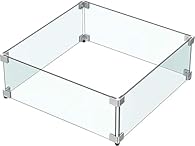 【Perfect Fits】The wind guard for fire table is made of 4 pieces of tempered transparent glass, which contains 8 fireproof aluminum alloy glass brackets, and each corner has metal foot pads to prevent high temperature.Perfect fit for our fire pit burn...