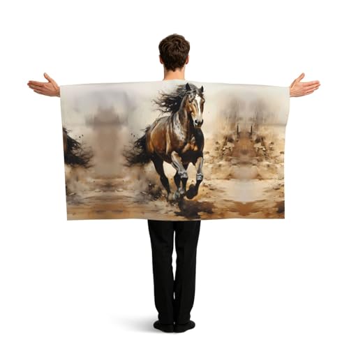 WZYCWB Unisex Western Horse Flag Cape with Sleeves, Adult, One Size, Animal Print, Polyester, Bachelor Party