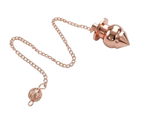 Image of Cone with Round Design Copper Pendulum for Reiki Healing, Dowsing & Chakra Balancing - Divination & Meditation Tool for Energy Cleansing