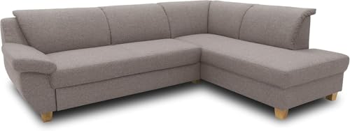 DOMO. collection Panama Canapé d'angle Classique en Forme de L avec Fonction Couchage 254 x 186 cm Taupe