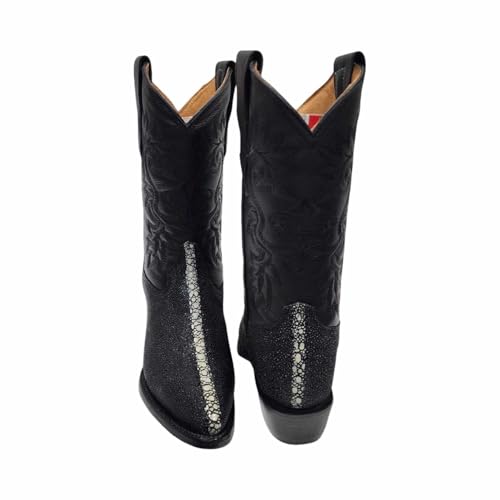 Dona Michi Men's Western Cowboy Exotic Stingray Print Leather Pointy Toe Boots Bota Vaquera Mantarraya Rodeo Puntal2