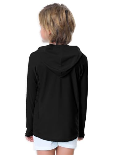 Image of AOBUTE Unisex Kids Long Sleeve Hoodie Rash Guard Boys UPF 50+ Swim Top with Thumb Hole 3-12 Years