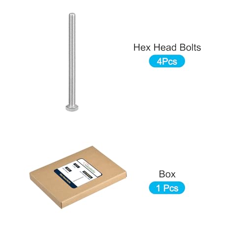 Image of METALLIXITY Hex Bolts (M8-1.25x100mm) 4Pcs, 304 Stainless Steel Coarse Fully Threaded Hex Head Screw Bolt Machine Screws - for Furniture Repair, Silver
