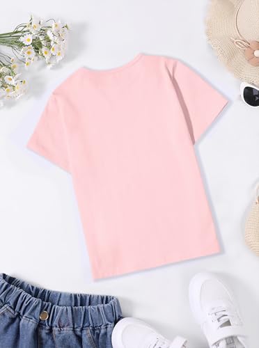 Image of Girls' Graphic Tees Summer Cute Tops Casual Short Sleeve Crew Neck T Shirts