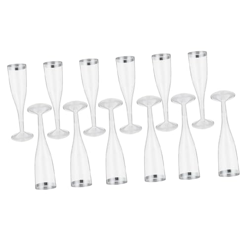 KOCKSHION 12個 使い捨てプラスチック製シャンパングラス 耐久性のある透明ワインカップ パーティーやキャンプに おしゃれな厚手設計で割れに
